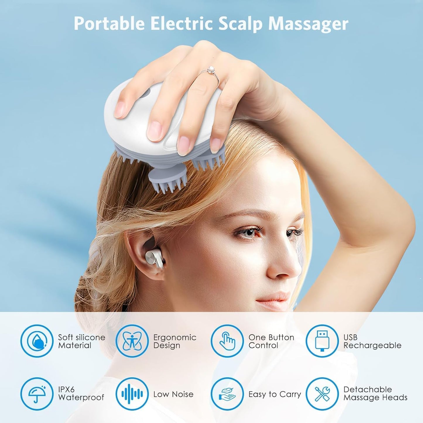 AZRA Rechargeable Scalp Massager with Red Light